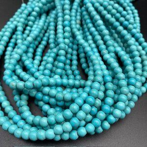6mm Turquoise Blue Howlite Natural Gemstone Round Bead Strand